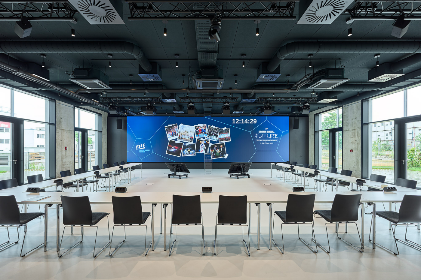 Front view of an office building