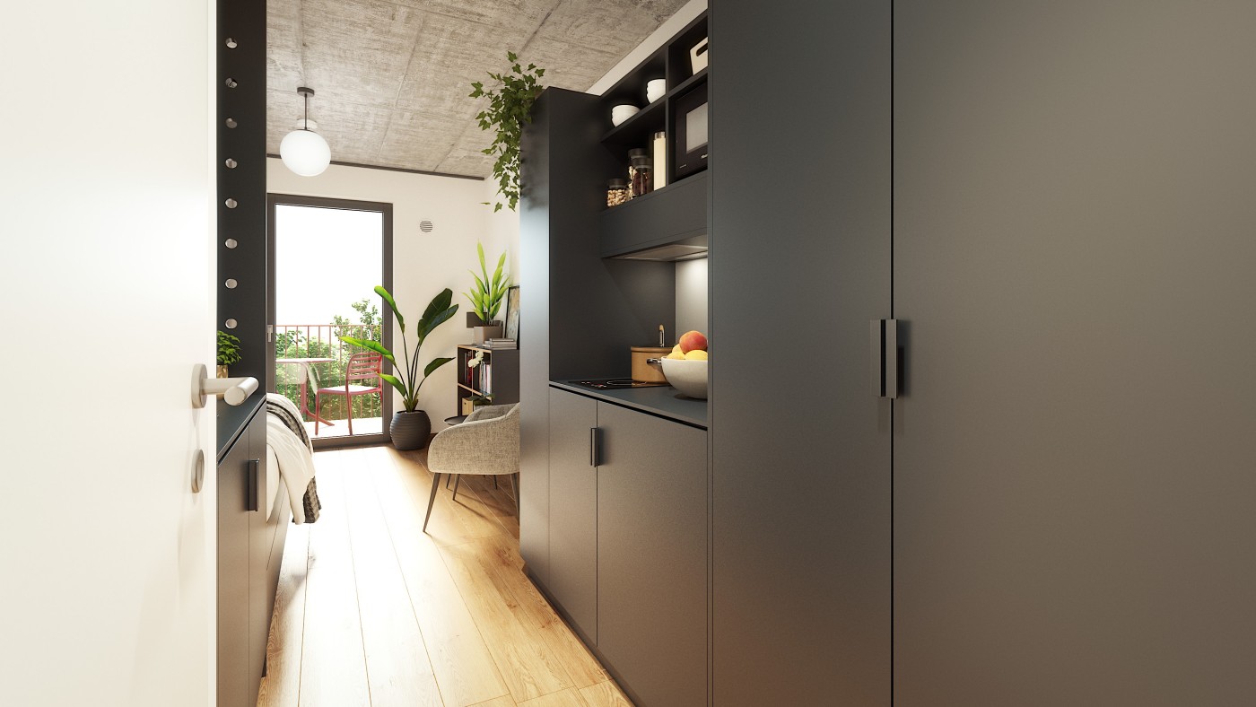 Bedroom of the Students Residential - view from the Entrance